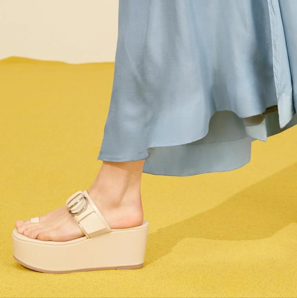Zara Spiral Limited Edition Collection Leather Wedge Sandals NWT